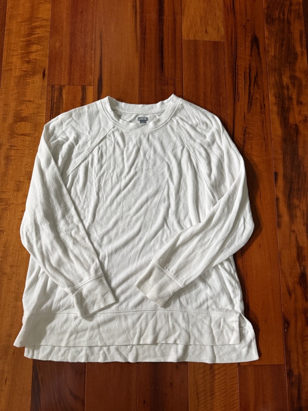 aerie White Waffle-Knit Crewneck Sweatshirt